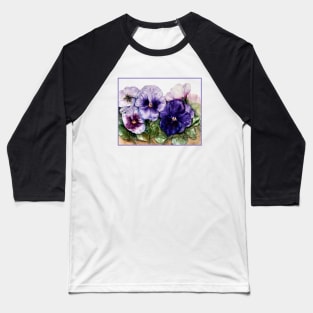 Pansy Flower in Purple Baseball T-Shirt